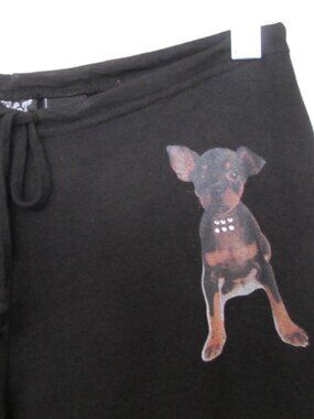 1990s vintage y2k black dog yoga pants size xs extra small cute puppy